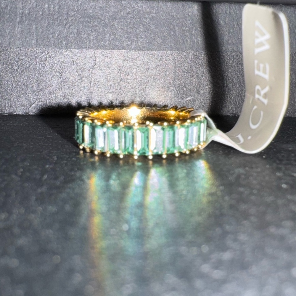 NWT J. Crew Stackable Baguette Crystal Gold Ring